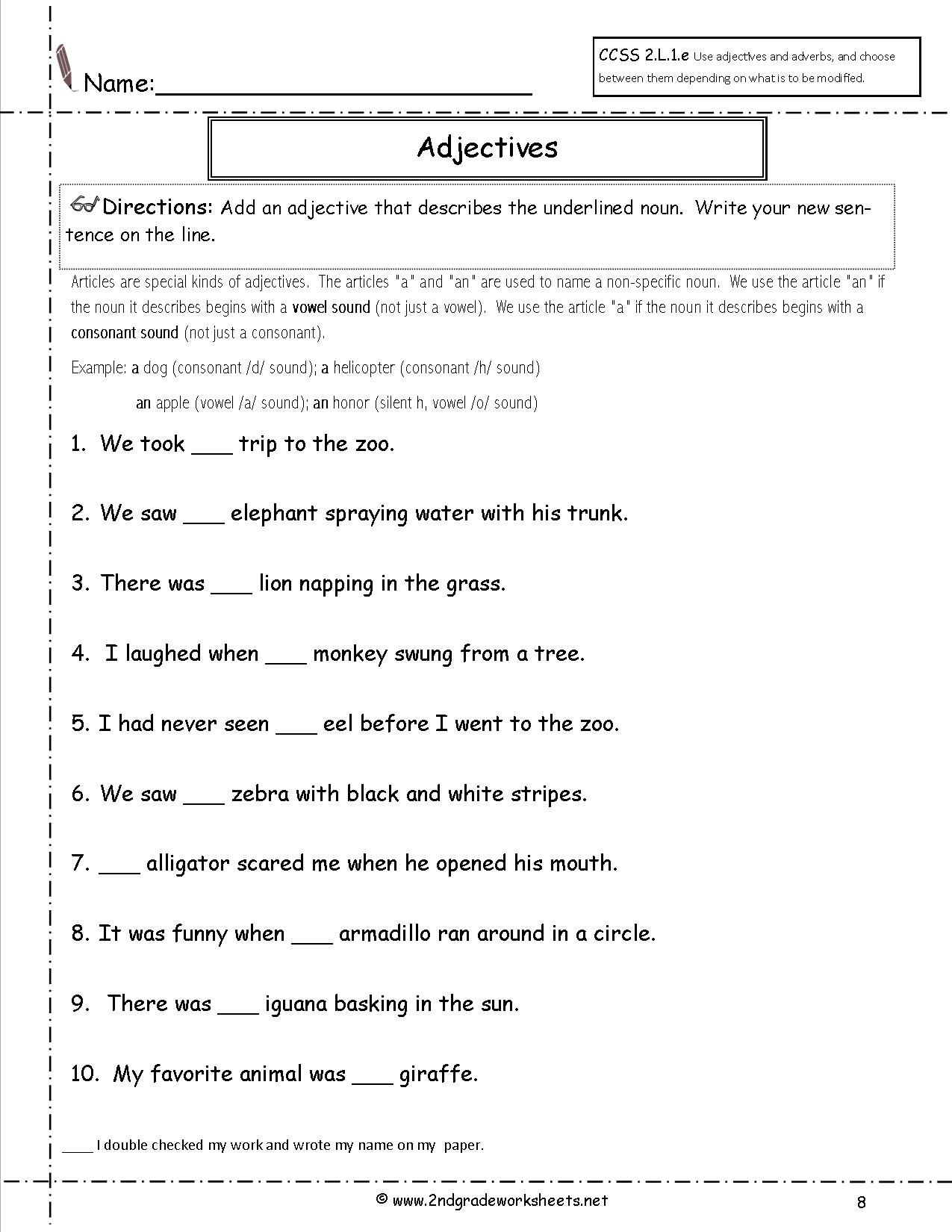 A Or An Worksheet For Grade 2 - Google Search | Education - Free Printable Grammar Worksheets For 2Nd Grade