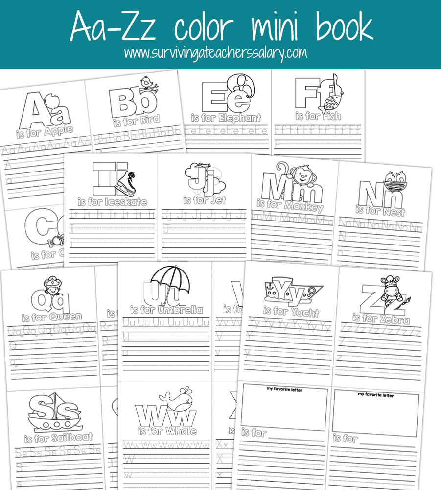 Aa-Zz Alphabet Letter Mini Color Book Practice Printable - Free Printable Bat Writing Paper