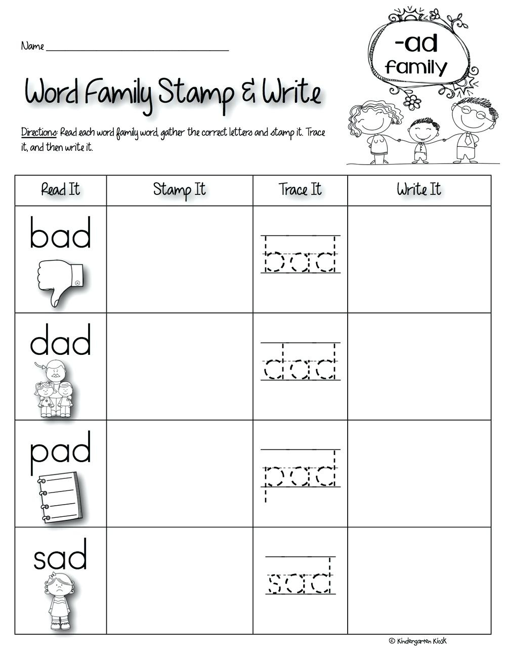 Ad Family Worksheets For Family Theme Preschool And Family - Free Printable Word Family Worksheets For Kindergarten