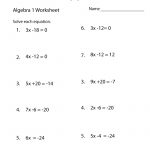 Algebra 1 Practice Worksheet Printable | Algebra Worksheets   Free Printable 8Th Grade Algebra Worksheets
