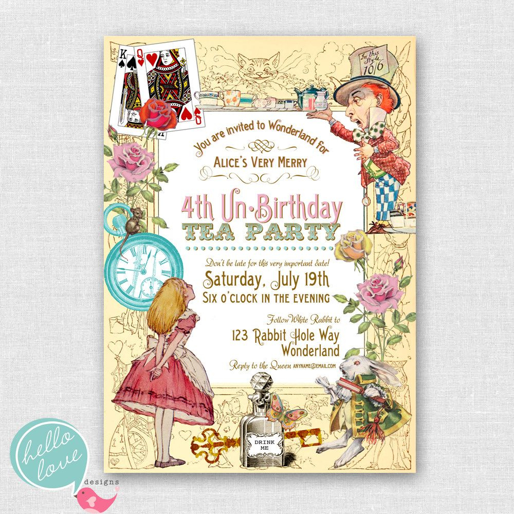 Alice In Wonderland Birthday Party Invitations Free | Cailini - Mad Hatter Tea Party Invitations Free Printable