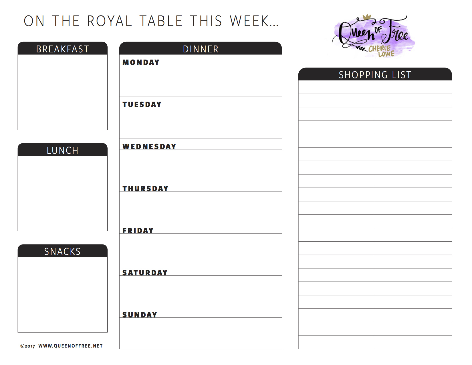 All New: Free Printable Meal Planner You Can Edit - Queen Of Free - Free Printable Weekly Meal Planner