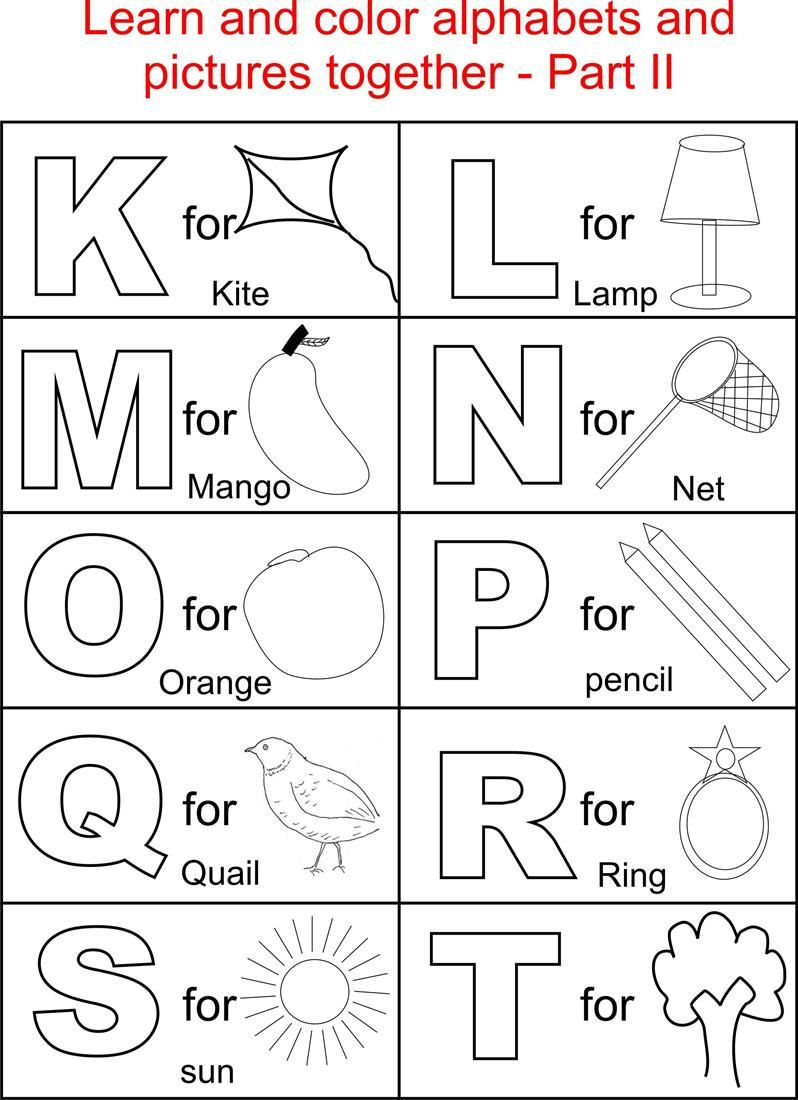 Alphabet Part Ii Coloring Printable Page For Kids: Alphabets - Free Printable Alphabet Coloring Pages