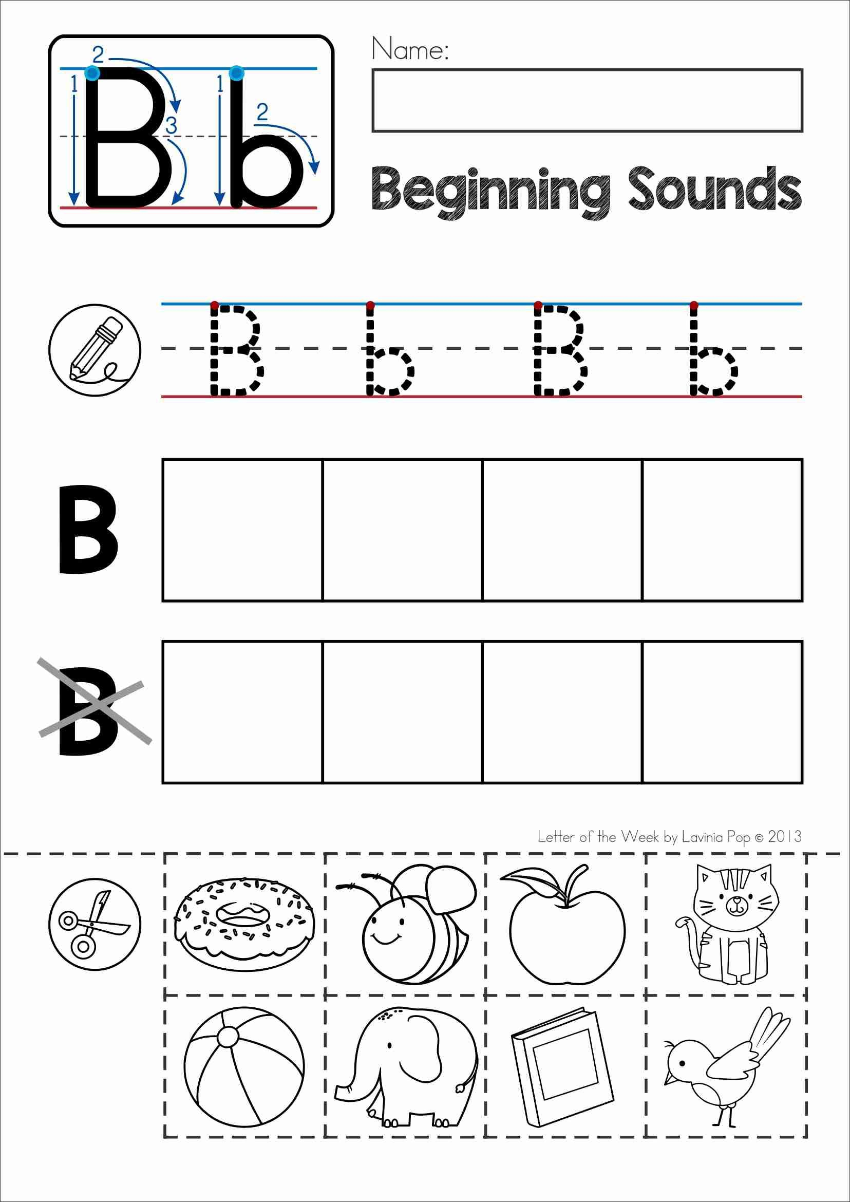 Alphabet Phonics Letter Of The Week B | Alphabet Activities - Free Printable Kindergarten Worksheets Cut And Paste