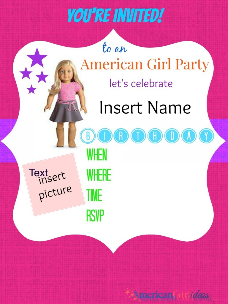 American Girl Party Invitations • American Girl Ideas | American - American Girl Party Invitations Free Printable