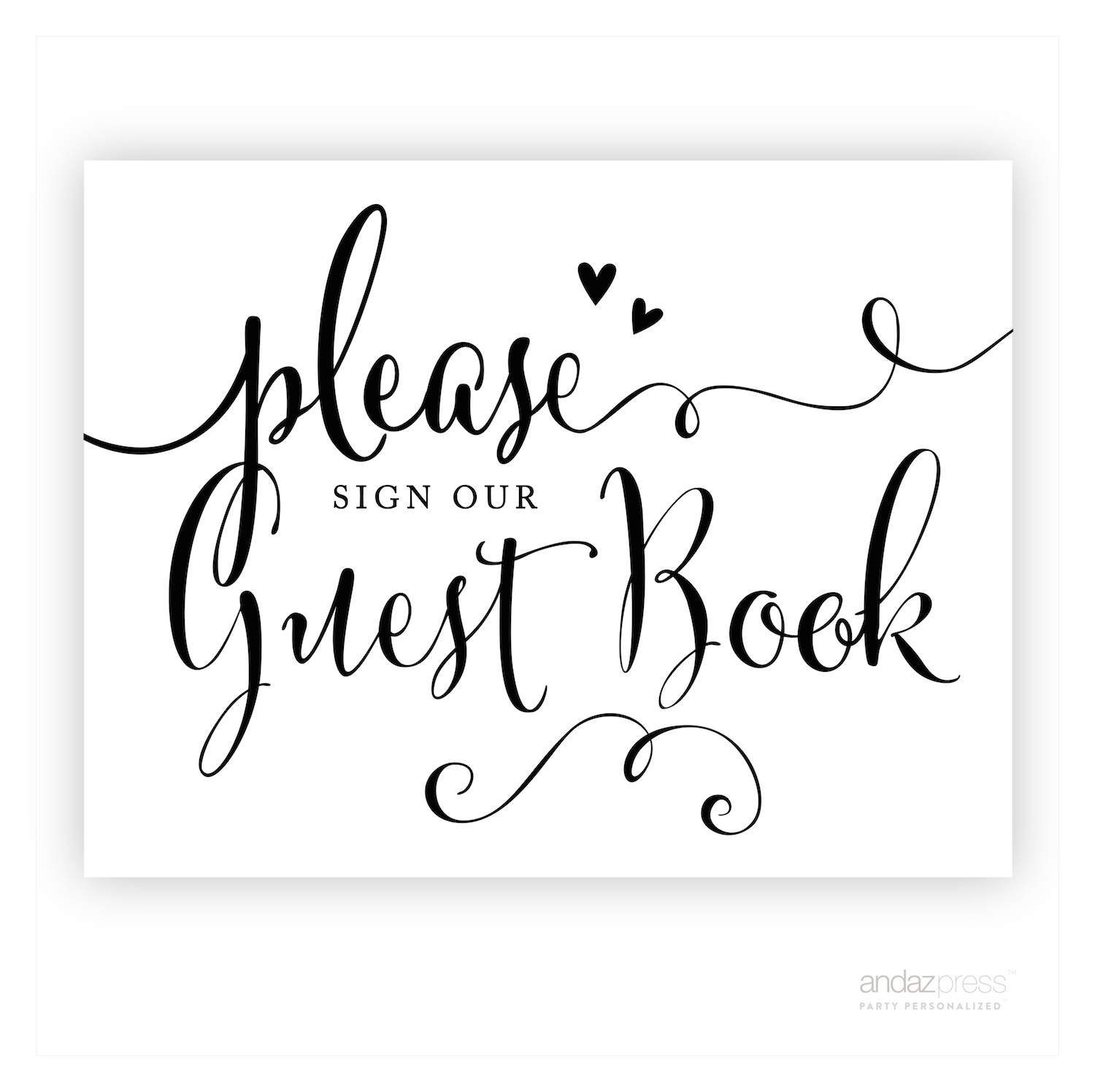 Andaz Press Wedding Ceremony And Reception Party Signs – Bride - Please Sign Our Guestbook Free Printable