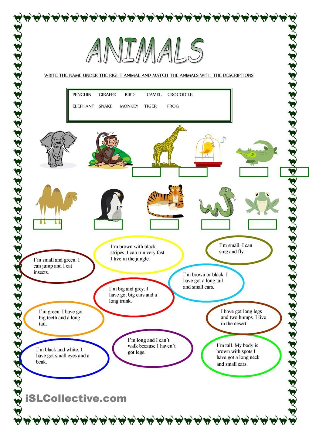 Animals | Free Esl Worksheets | Teachers Resources | Pinterest - Free Printable Esl Worksheets