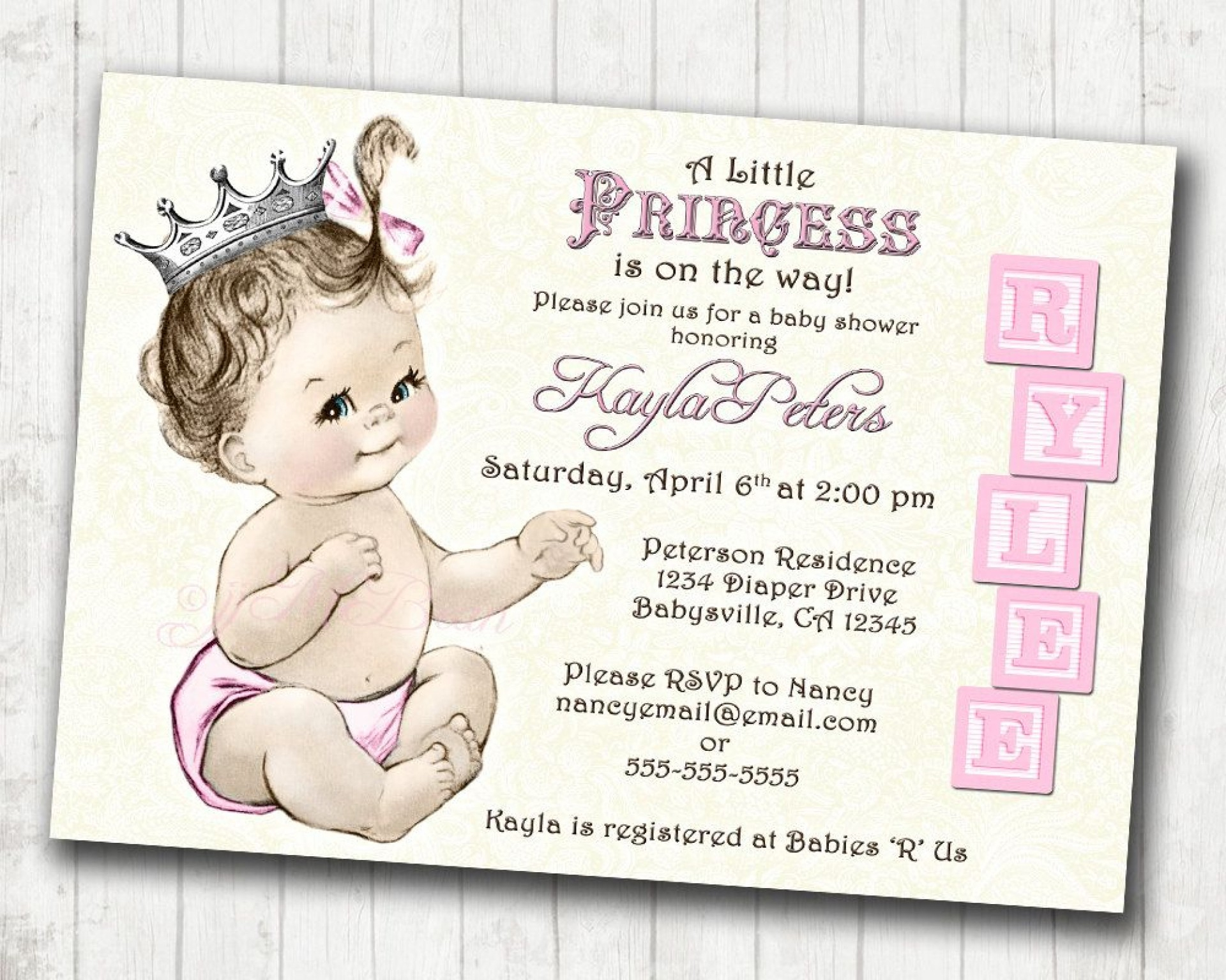 Astounding Princess Baby Shower Invitations Templates ~ Ulyssesroom - Free Printable Princess Baby Shower Invitations