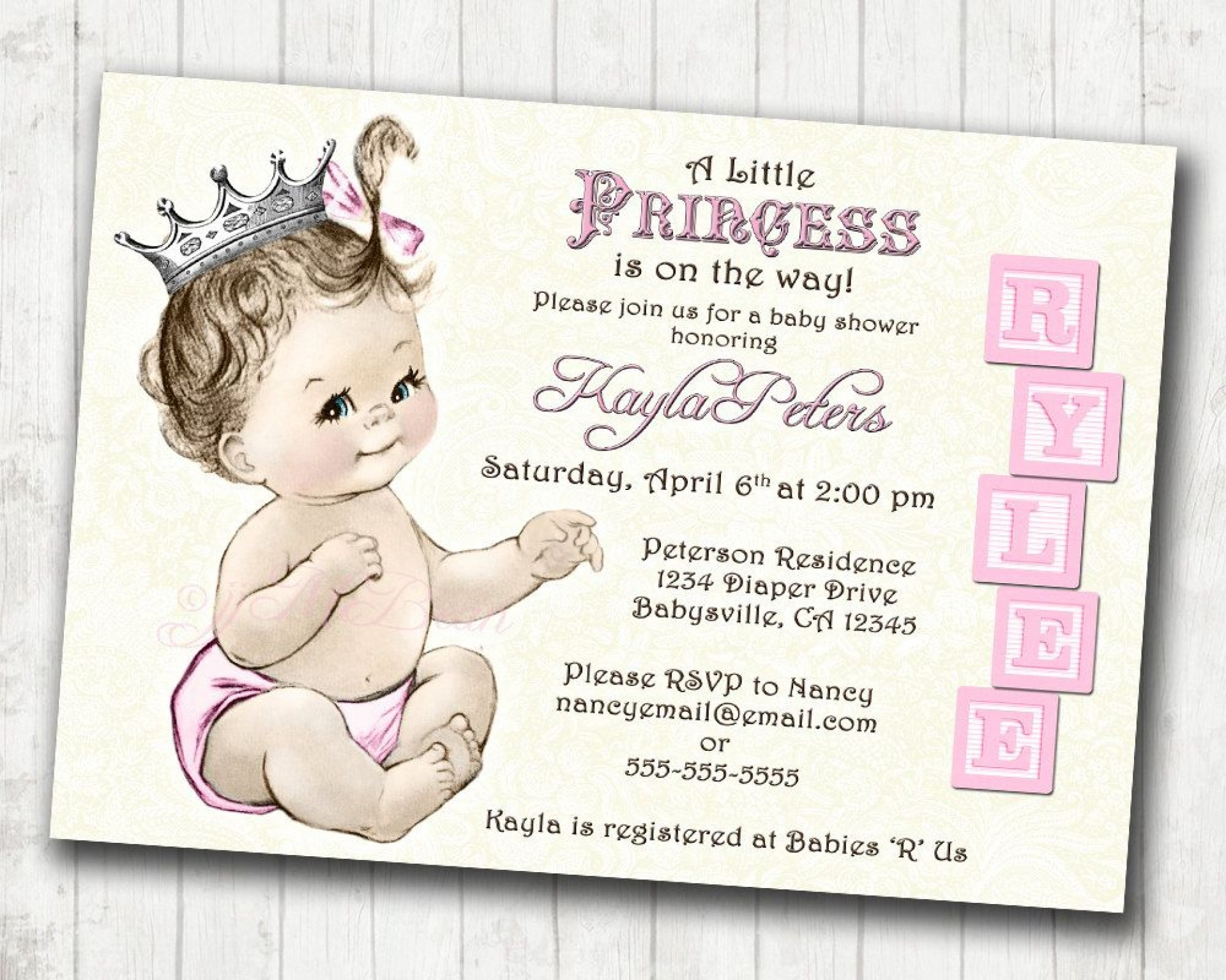 Free Printable Princess Baby Shower Invitations