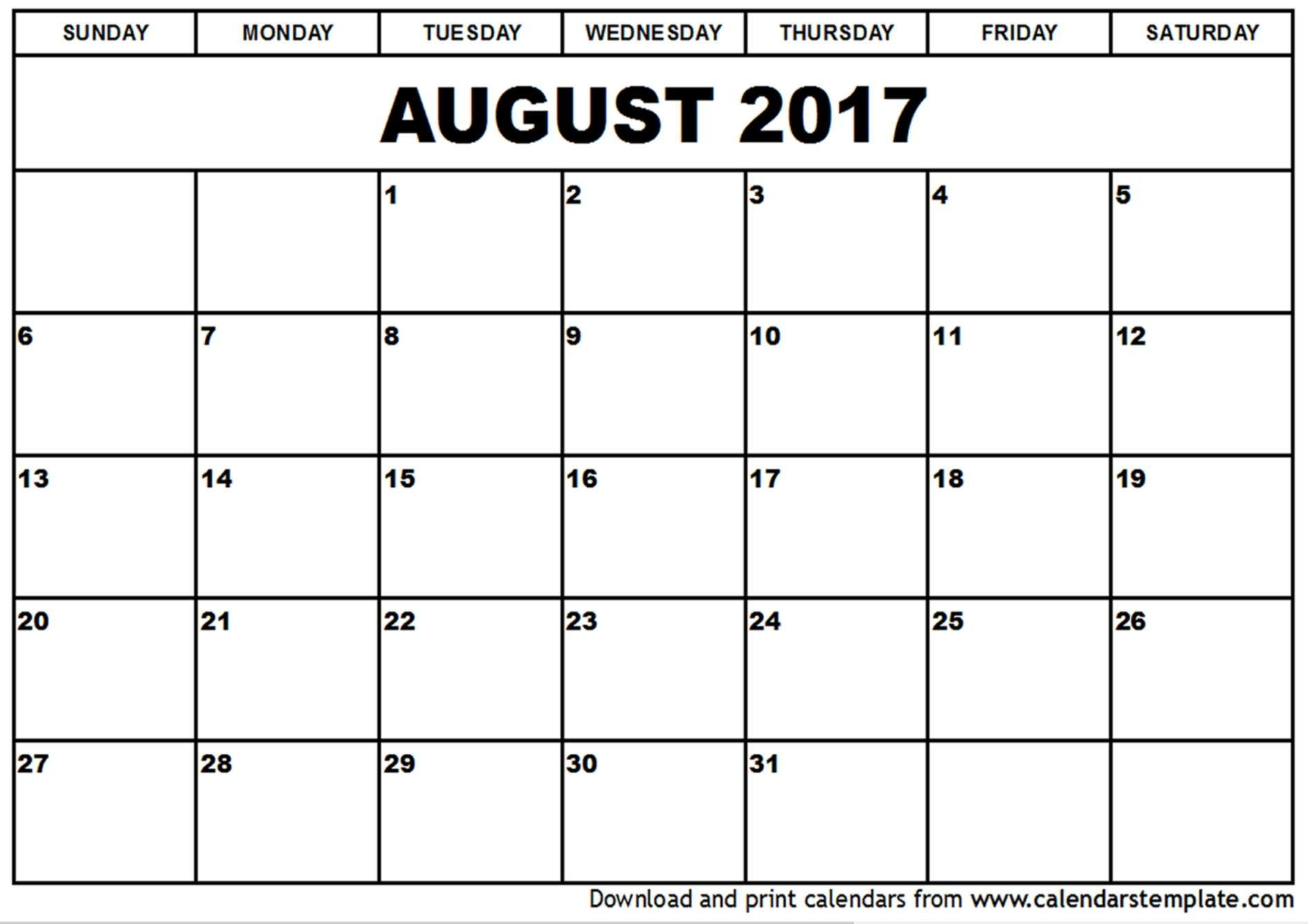 August 2017 Printable Calendar | August 2017 Calendar | Pinterest - Free Printable August 2017