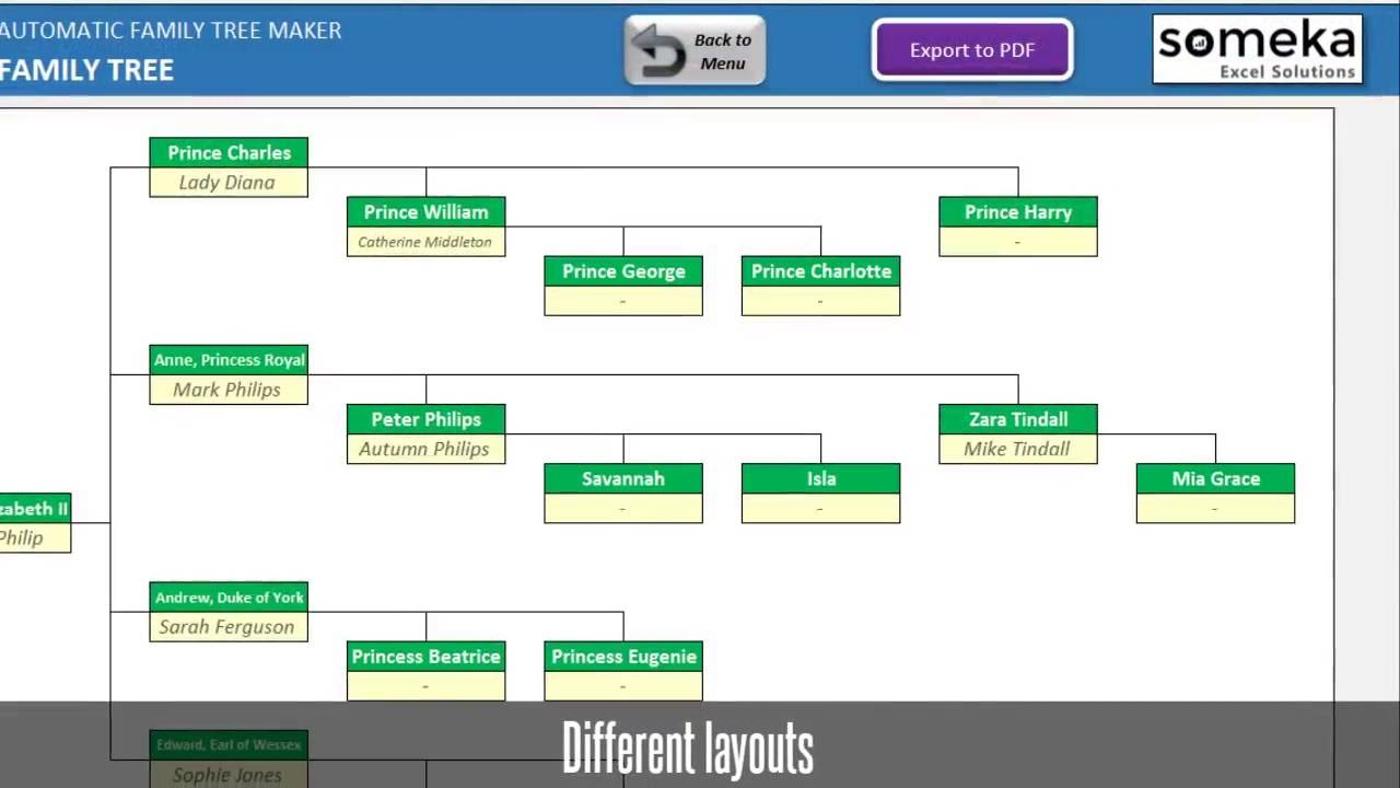 Family Tree Maker With Photos - Automatic And Printable Excel Template