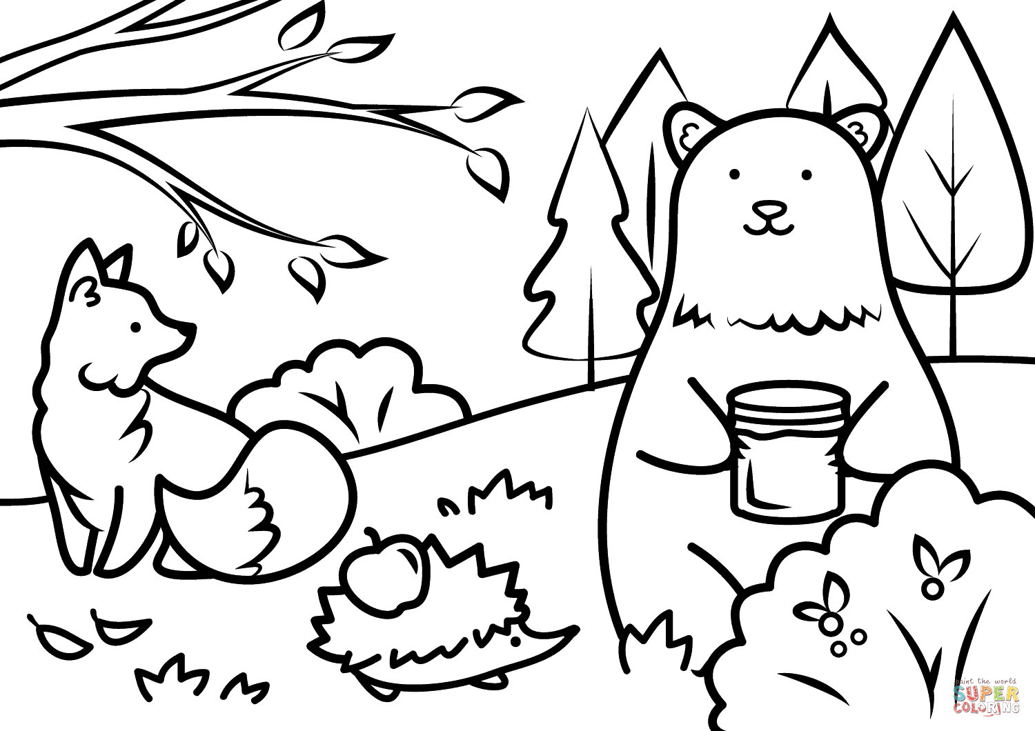 Autumn Animals Coloring Page | Free Printable Coloring Pages - Free Printable Fall Coloring Pages