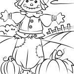 Autumn Scene With Scarecrow Coloring Page | Free Printable Coloring   Free Printable Coloring Pages Fall Season