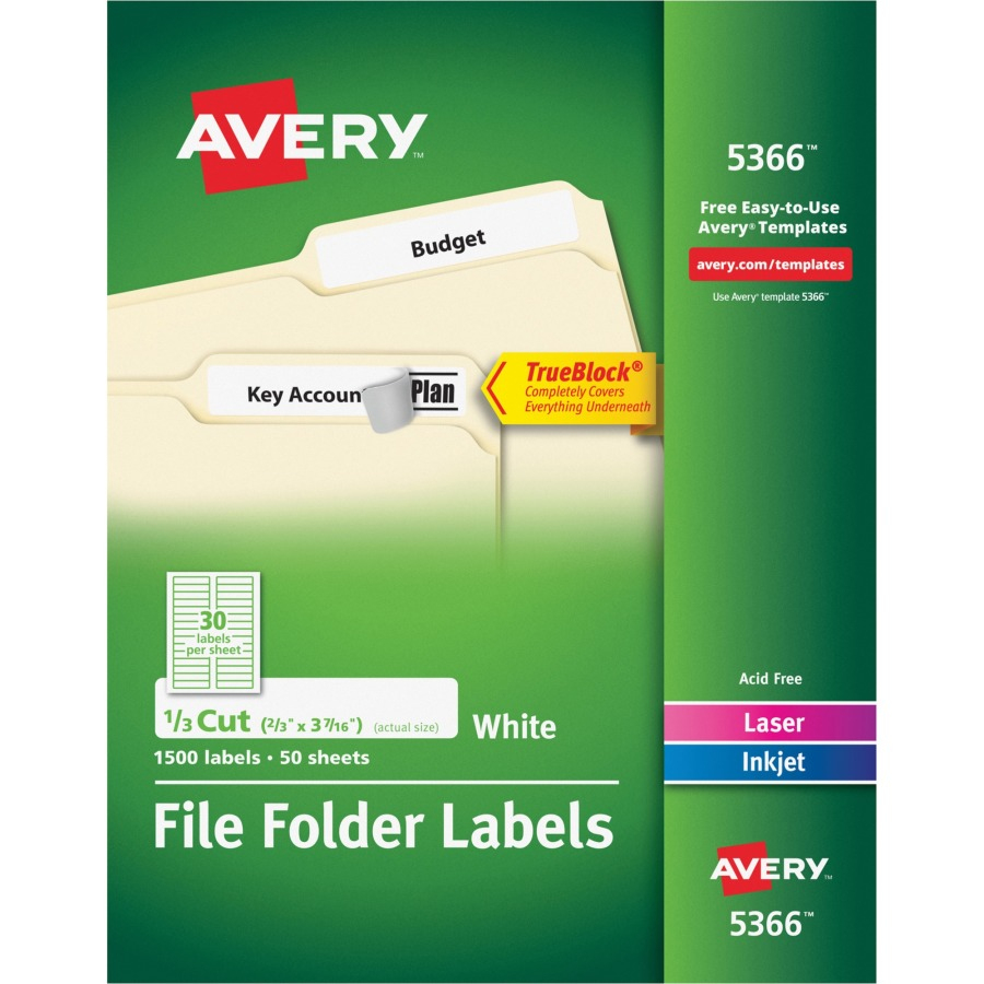 Avery 5366, Avery Filing Label, Ave5366, Ave 5366 - Office Supply Hut - Free Printable File Folder Labels