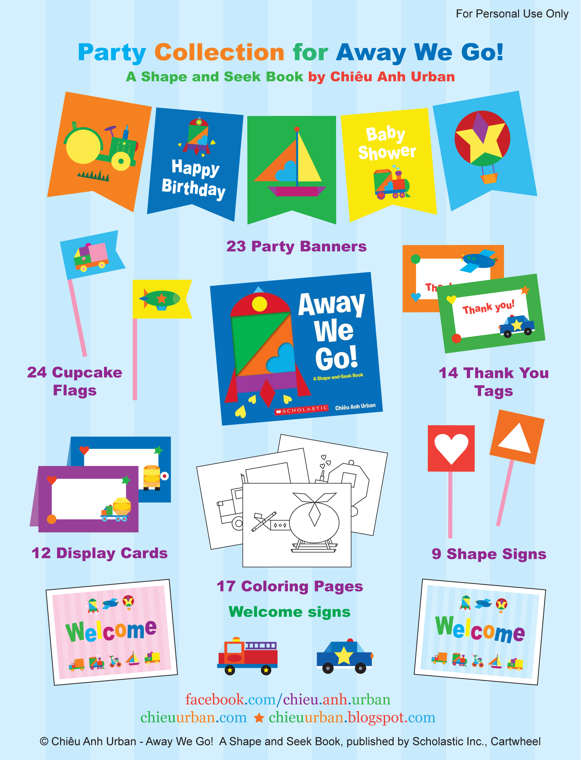 Away We Go Transportation Party Printables + Coloring Pages From - Free Printable Thank You Tags For Birthdays