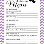 Awesome Mors Day Project Free Printable All About My Mom   Free Printable Mother's Day Questionnaire