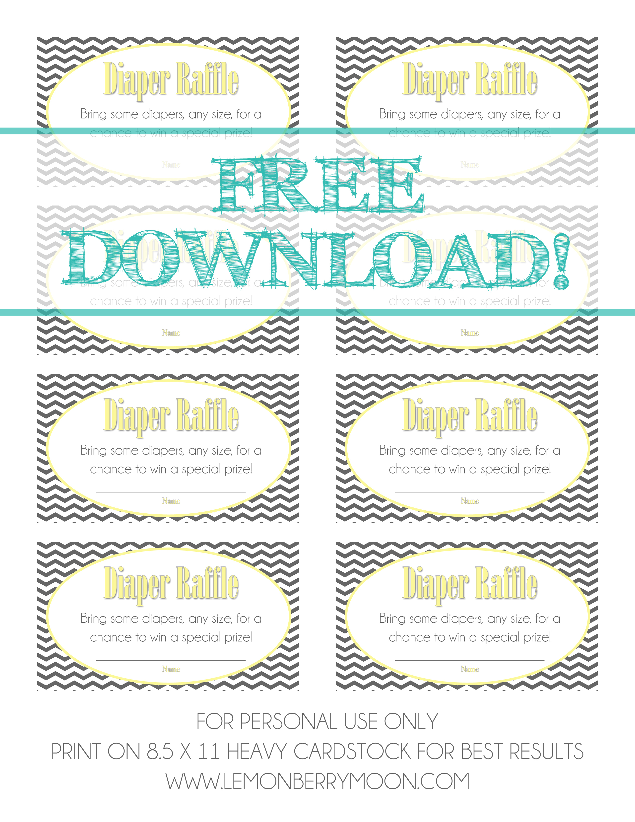 Baby Shower Diaper Raffle {Free Download} – Lemonberrymoon - Diaper Raffle Free Printable