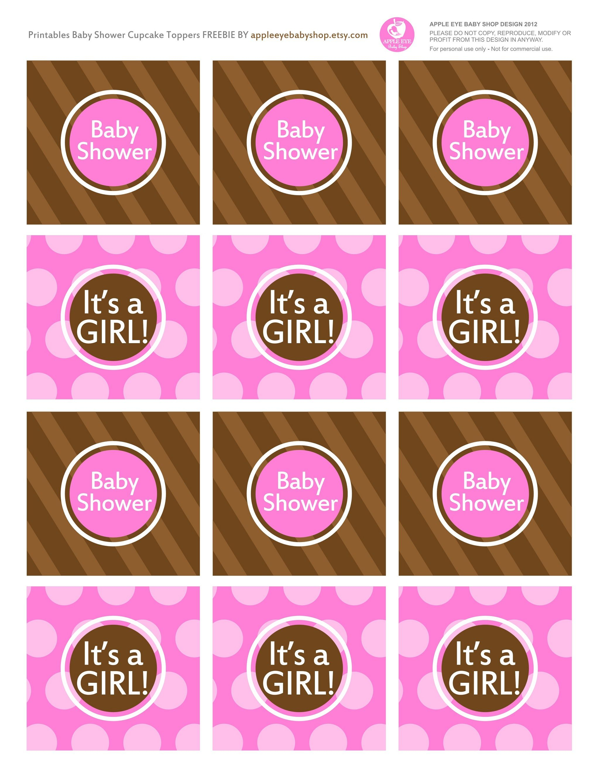 Baby Shower? Free Printables It&amp;#039;s A Girl Cupcake Topper/tags. Pink - Free Printable Whale Cupcake Toppers