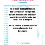 Baby Shower Game What's In Your Purse Scavenger Hunt   Baby Shower   Free Printable Baby Shower Games What's In Your Purse