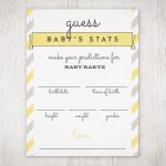 Baby Shower "guess The Stats" Free Printable | The Little Umbrella   Baby Prediction And Advice Cards Free Printable
