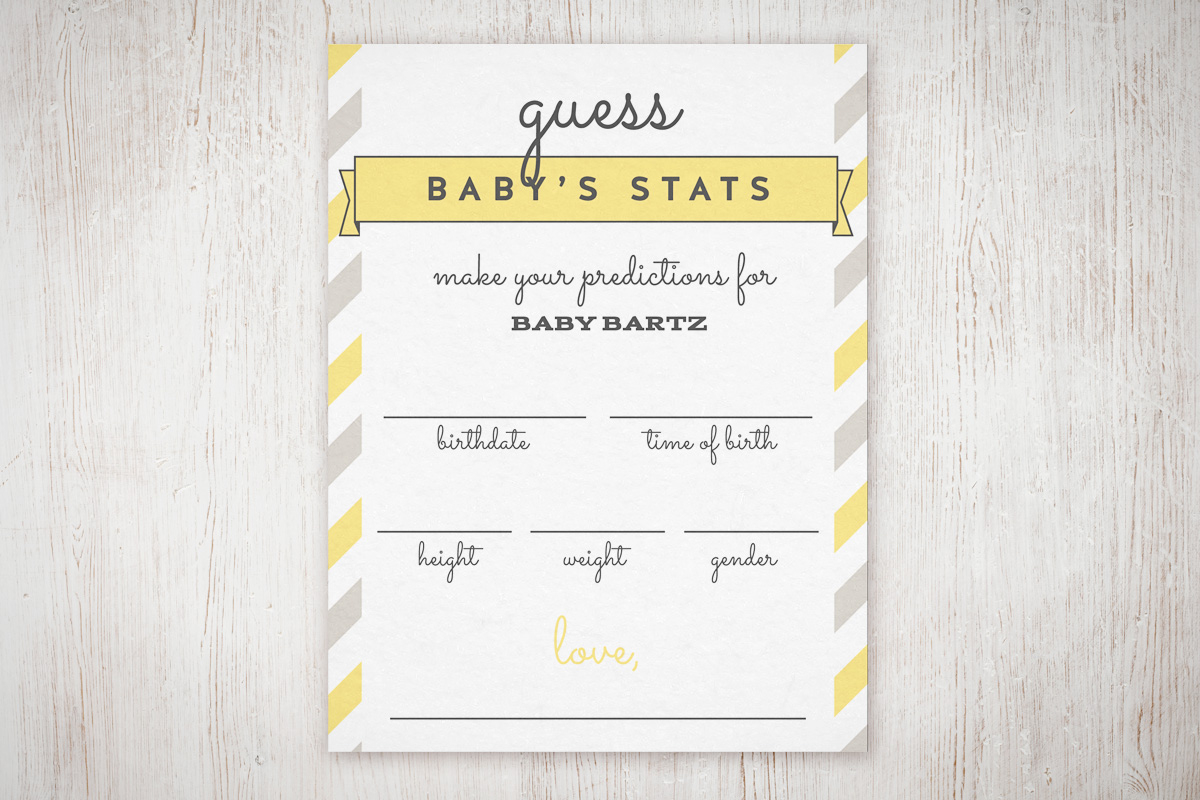 Baby Shower &amp;quot;guess The Stats&amp;quot; Free Printable | The Little Umbrella - Baby Prediction And Advice Cards Free Printable