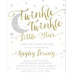 Baby Shower Printable Twinkle Twinkle Little Star Invitation   Gold   Free Printable Twinkle Twinkle Little Star Baby Shower Invitations