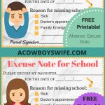 Back To School  Absence Excuse Notes {Printable}   A Cowboy's Wife   Free Printable School Notes