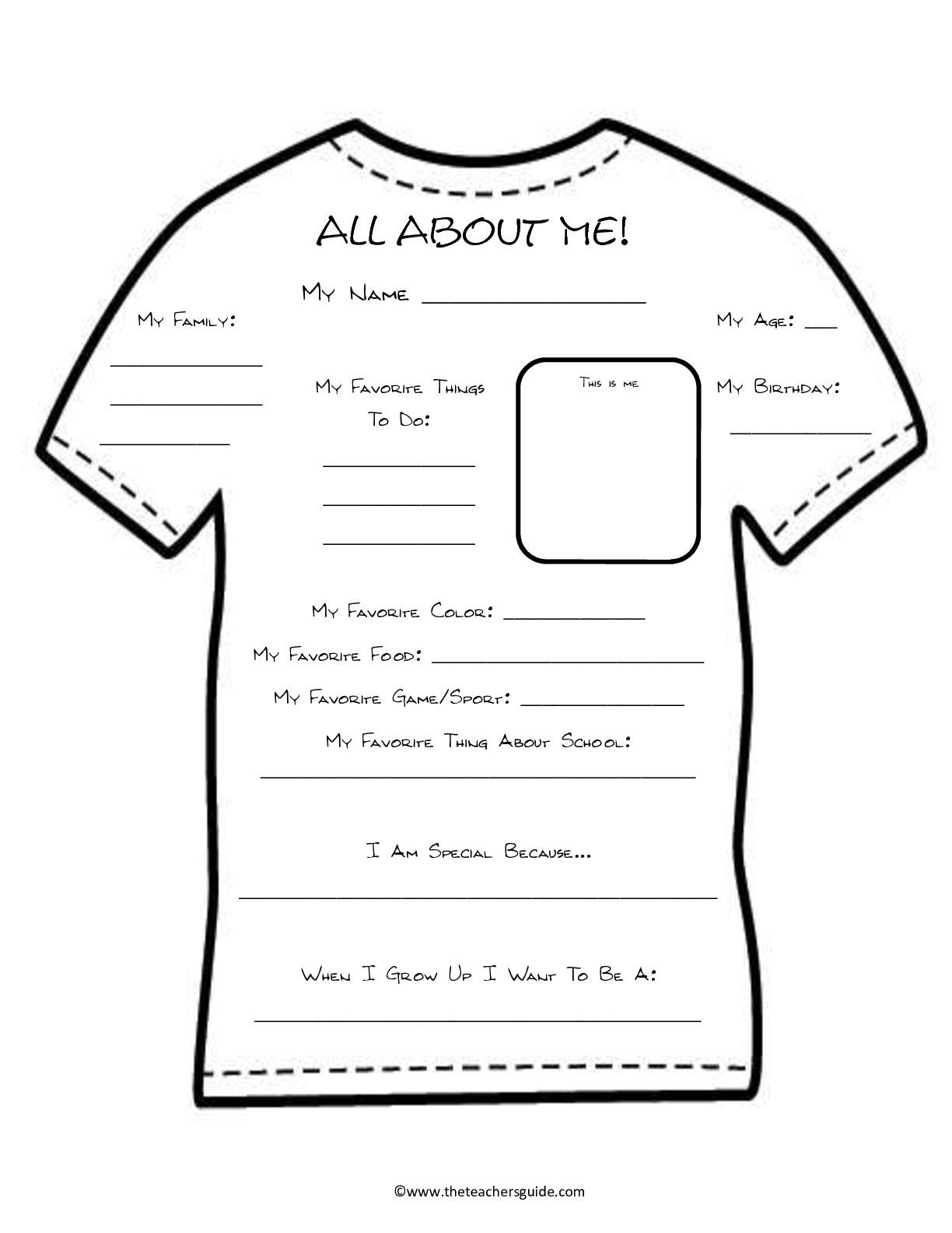 Back To School Printouts From The Teacher&amp;#039;s Guide - Free Printable All About Me Poster