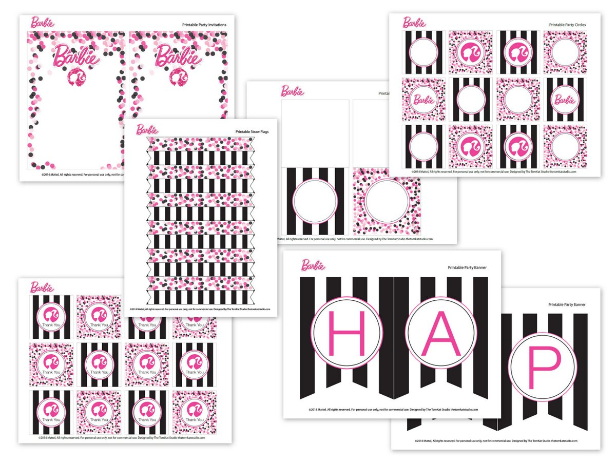 Barbie Birthday Party With Free Printable Barbie Designs - Free Printable Barbie Cupcake Toppers