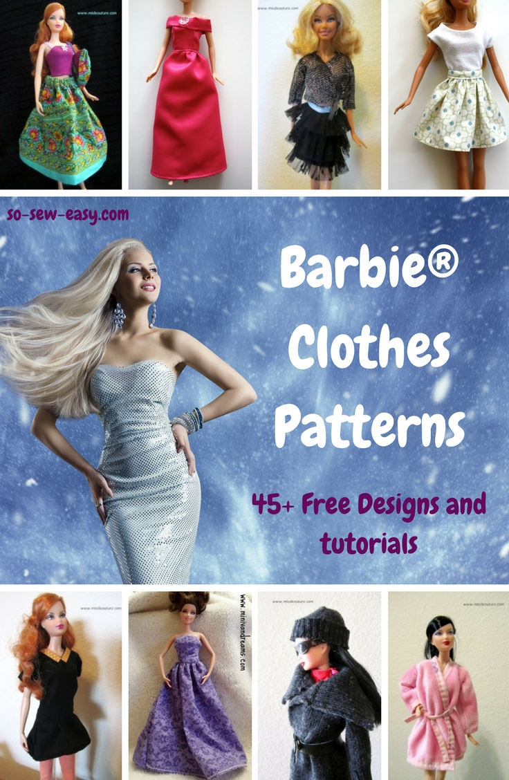 Barbie Clothes Patterns: 45+ Free Designs &amp;amp; Tutorials - So Sew Easy - Free Printable Barbie Doll Sewing Patterns Template