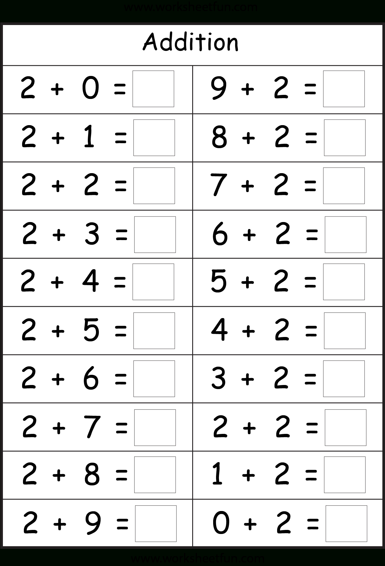 Basic Addition Facts – 8 Worksheets / Free Printable Worksheets - Free Printable Simple Math Worksheets