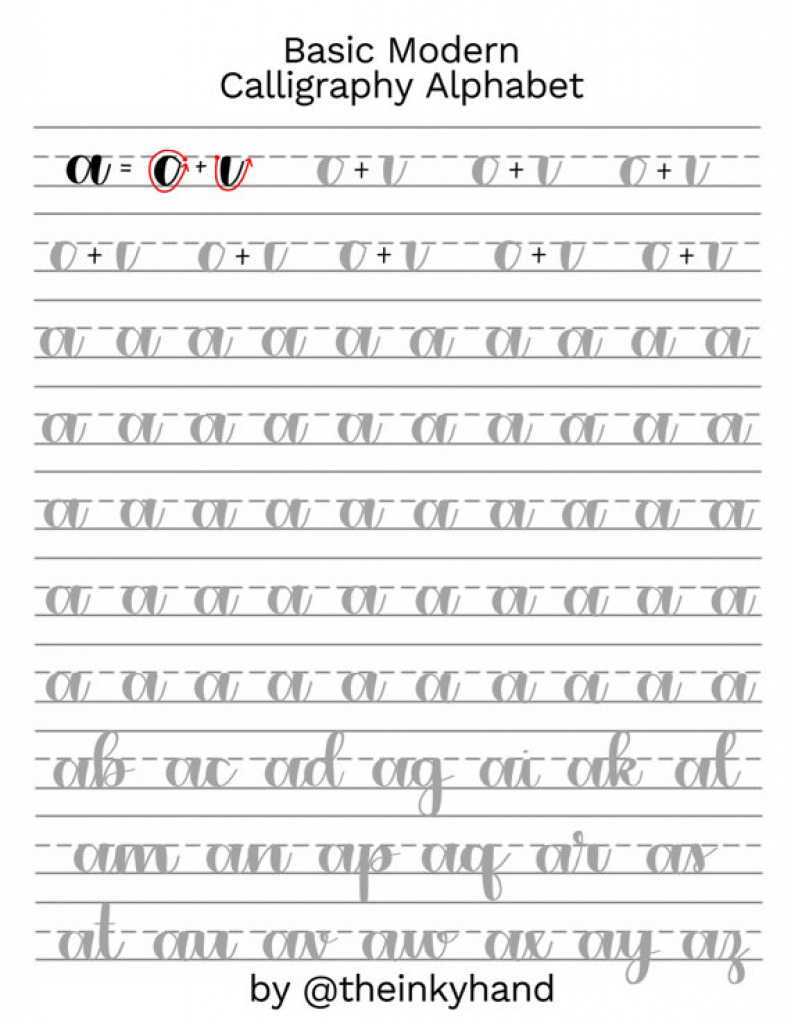 Basic Modern Calligraphy Practice Sheets@theinkyhand With Modern - Modern Calligraphy Practice Sheets Printable Free