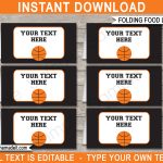 Basketball Party Food Labels | Place Cards | Party Decorations   Free Printable Basketball Cards