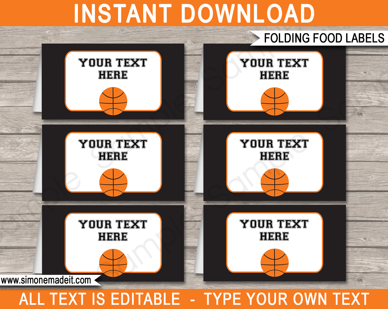 Basketball Party Food Labels | Place Cards | Party Decorations - Free Printable Basketball Cards