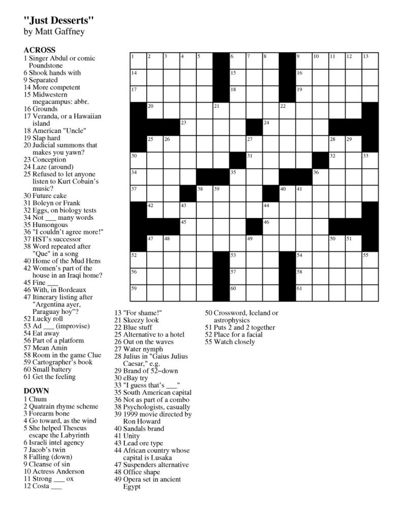 Beautiful Easy Printable Crossword Puzzles | Www.pantry-Magic - Printable Newspaper Crossword Puzzles For Free
