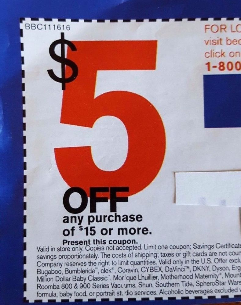 Bed Bath Beyond Coupon 5 Off Save $5 (Any Purchase $15 Or More) Deal - Free Printable Bed Bath And Beyond Coupon 2019