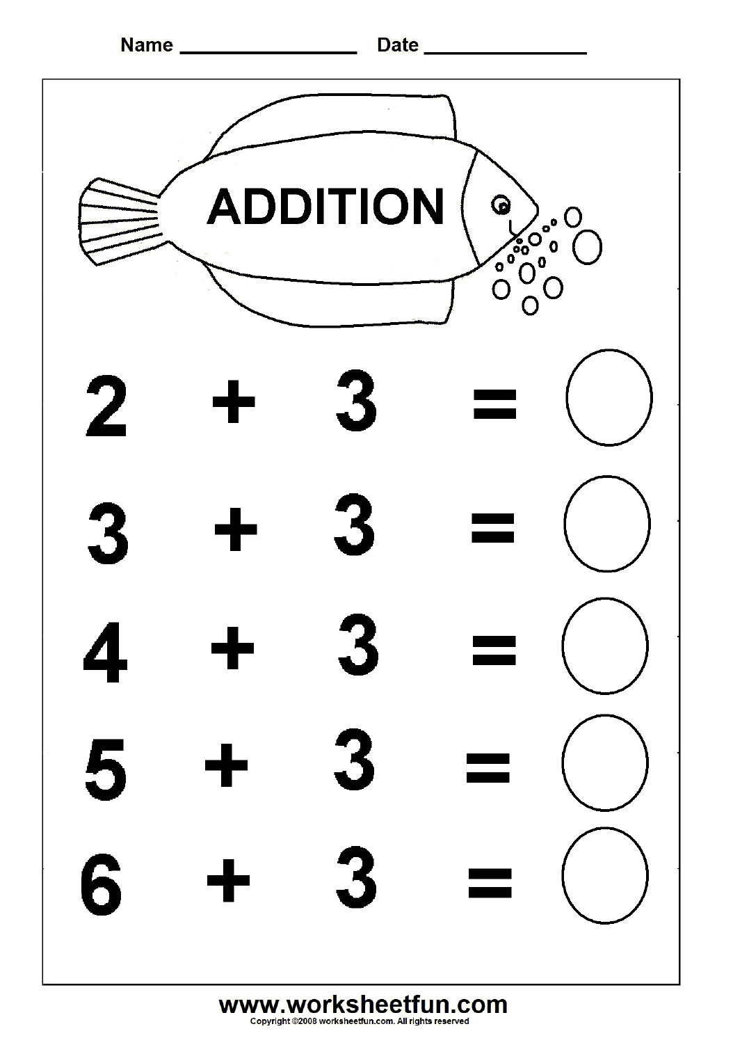 Beginner Addition – 6 Kindergarten Addition Worksheets / Free - Free Printable Sheets For Kindergarten