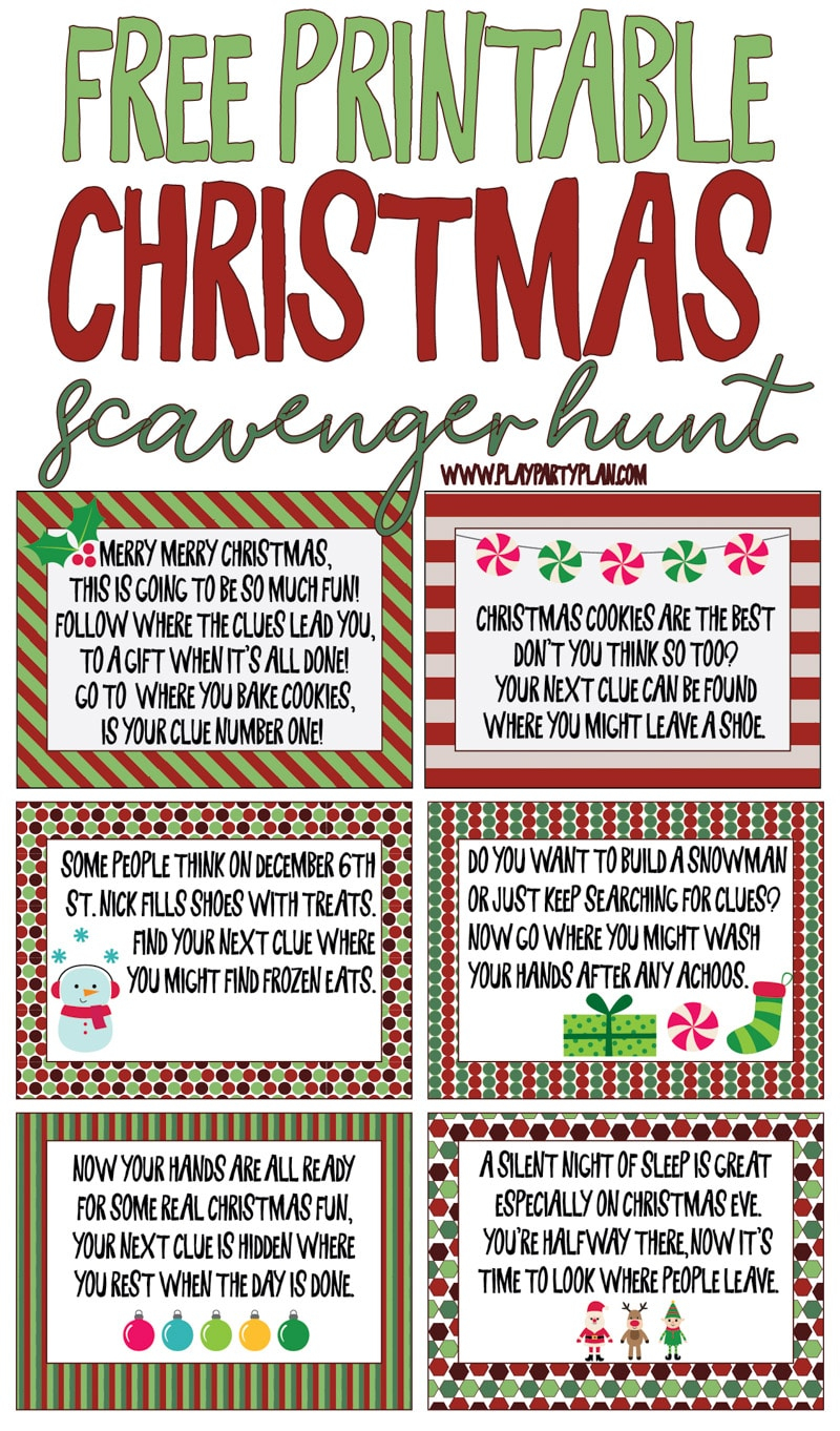 Best Ever Christmas Scavenger Hunt - Play Party Plan - Free Printable Treasure Hunt Games