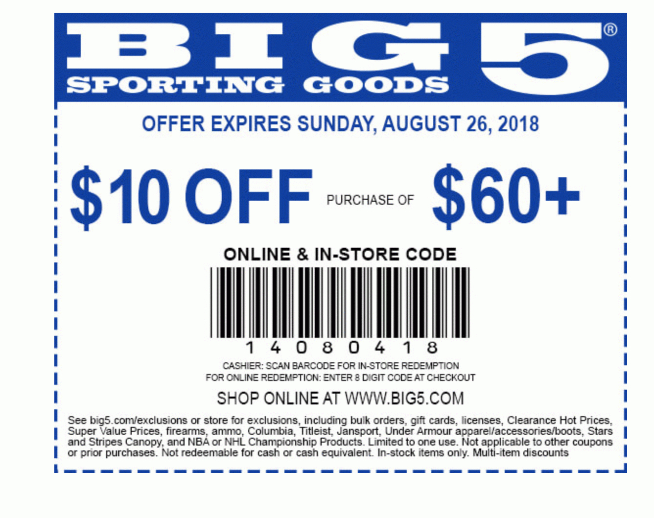 Big 5 Sporting Goods Coupon: $10 Off $60+ | Printable Coupons - Free Printable Bealls Florida Coupon