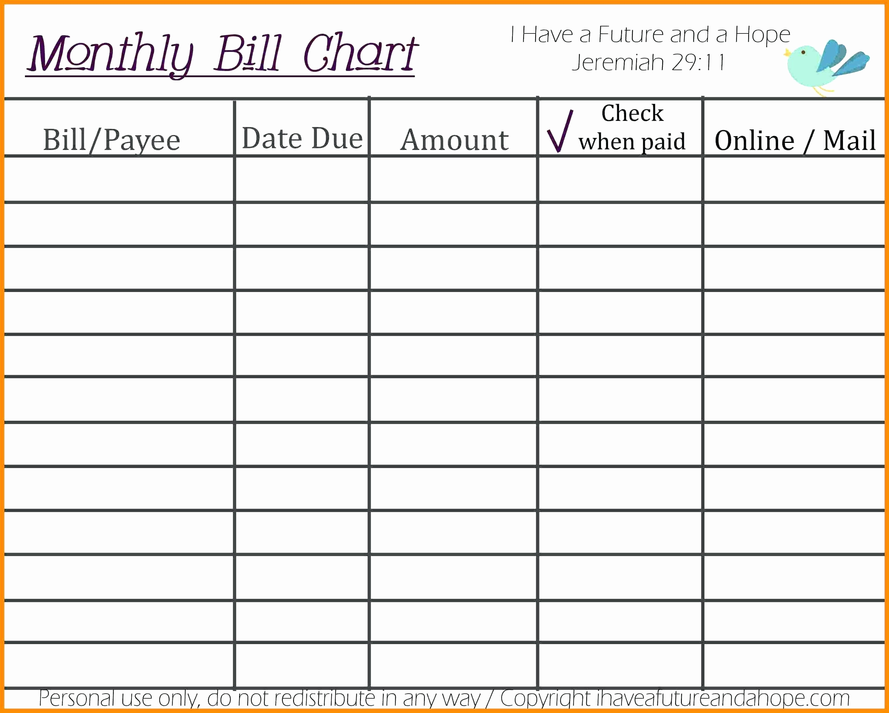 Bill Pay List Printable Paying New Chart Free Template Samples Word - Free Printable Monthly Bill Checklist