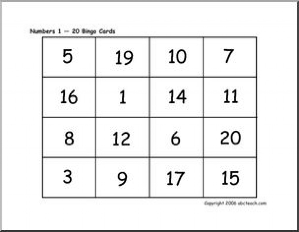 Bingo Cards: Numbers 1-20 | Abcteach Throughout Free Printable - Free Printable Bingo Cards With Numbers