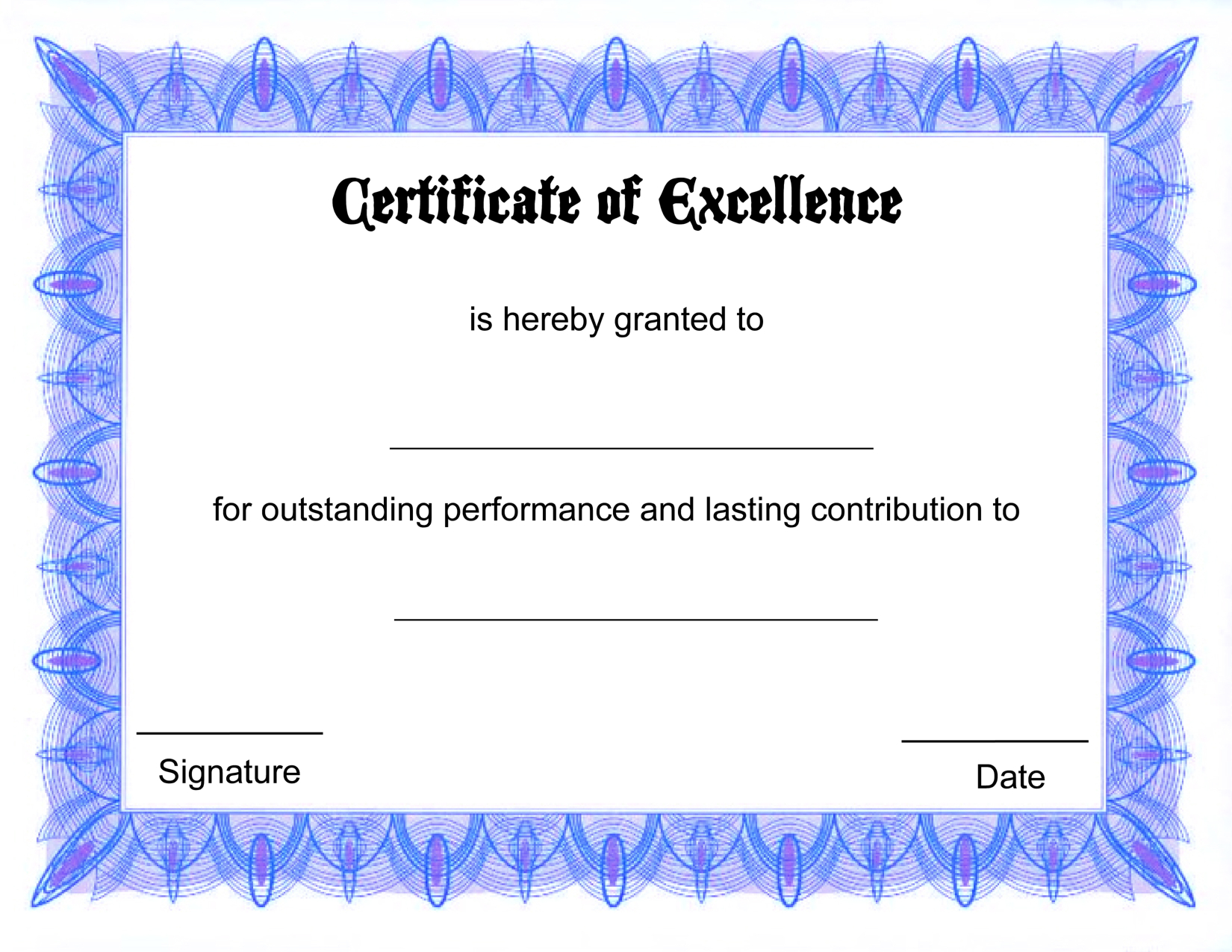 Blank Certificate Templates Of Excellence | Kiddo Shelter | Šįyyy - Free Printable Blank Certificate Templates