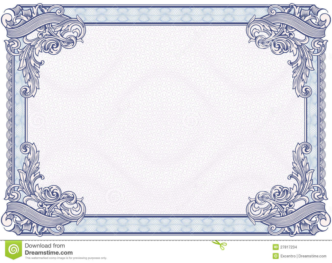 Blank Diploma Or Certificate Stock Vector - Illustration Of Currency - Free Printable Diploma Template