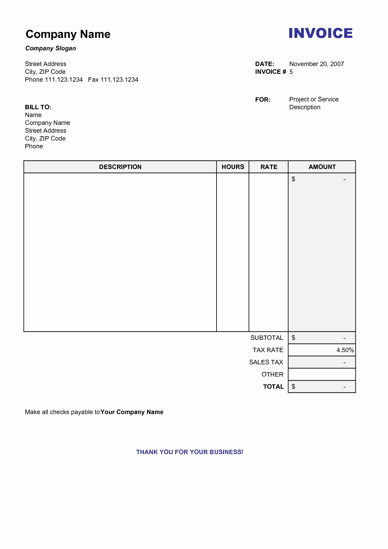 Blank Invoice Template Blankinvoice Org Resume Templates Print Free - Free Invoices Online Printable