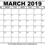 Blank March 2019 Printable Calendar   Luxe Calendar   Free Printable March Activities