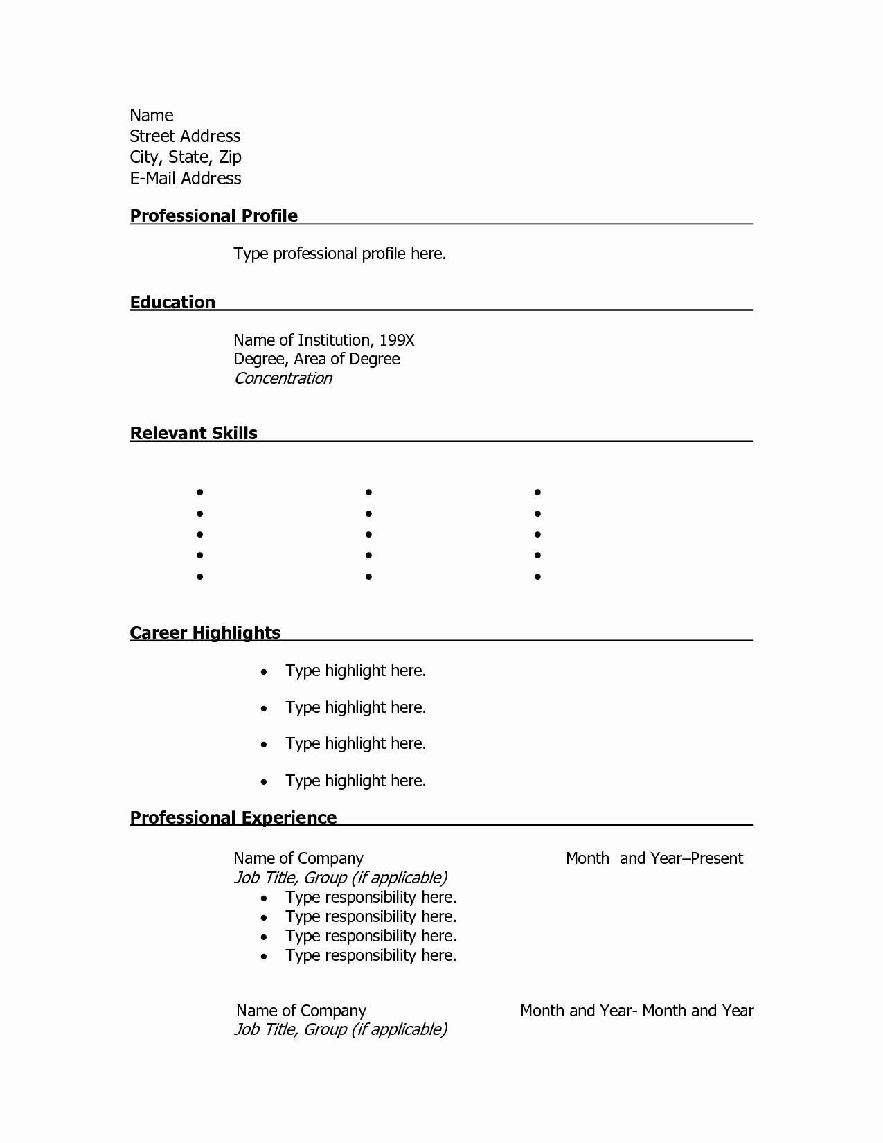 Blank Resume Templates For Microsoft Word Then Free Printable Resume - Free Printable Resume Templates