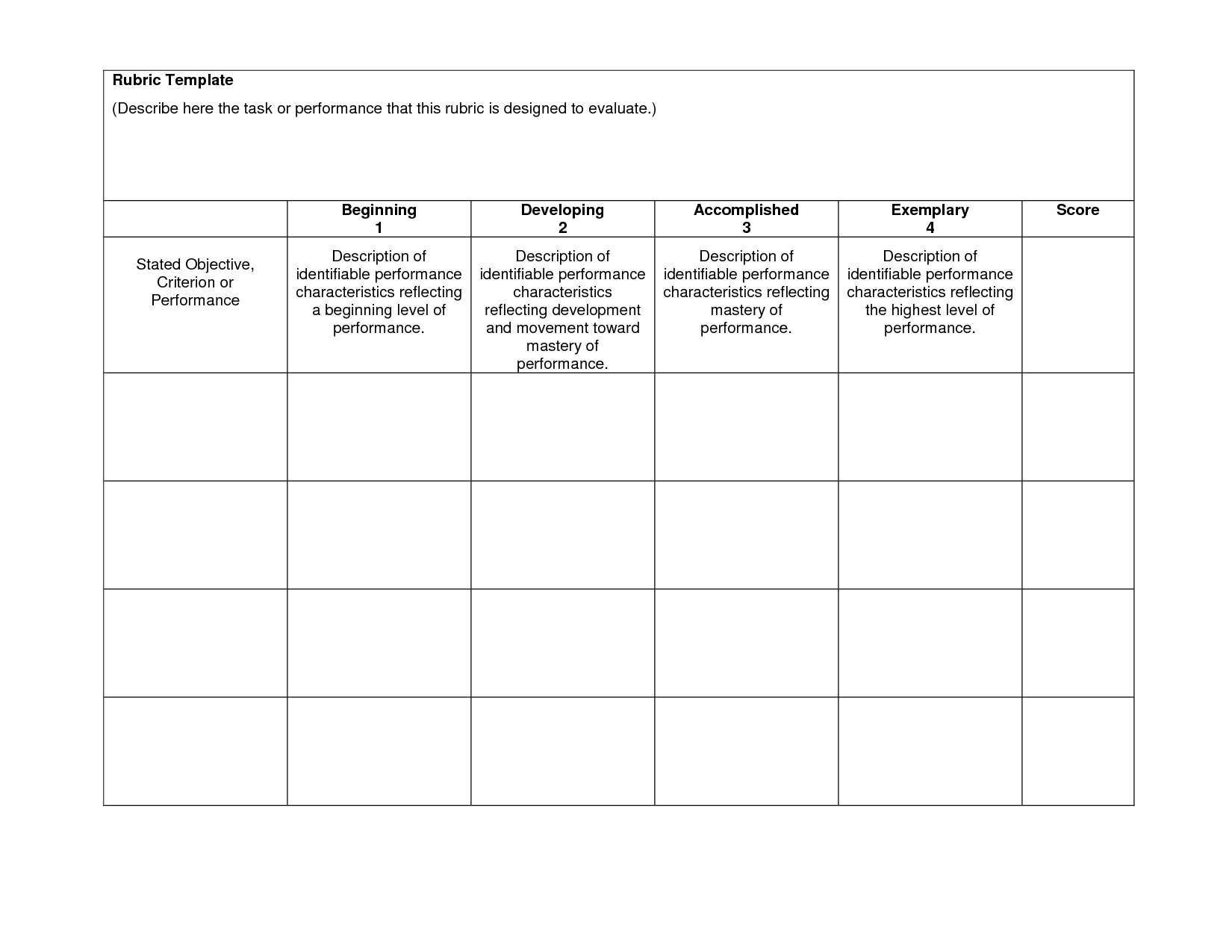 Free Printable Blank Rubrics Free Printable
