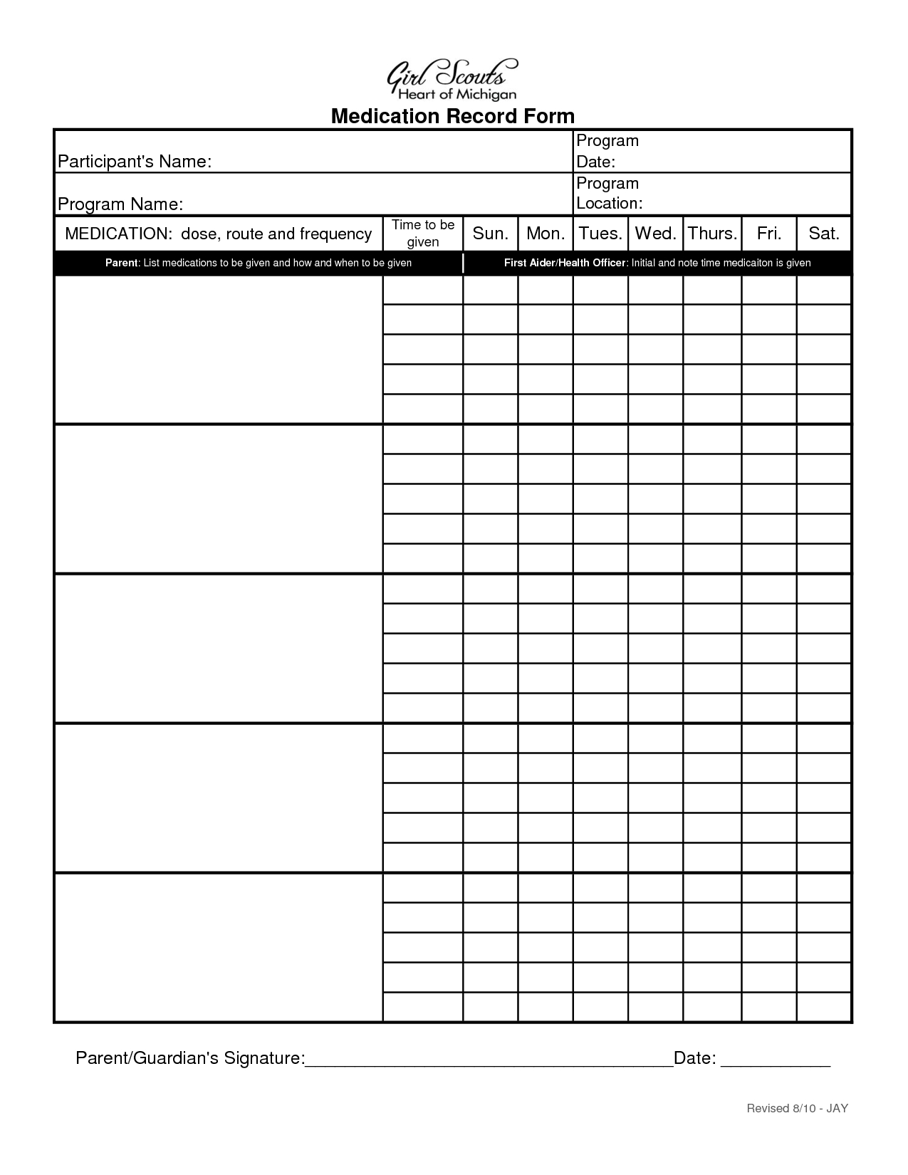 Blank+Medication+Administration+Record+Template | Health - Free Printable Medication Log Sheet
