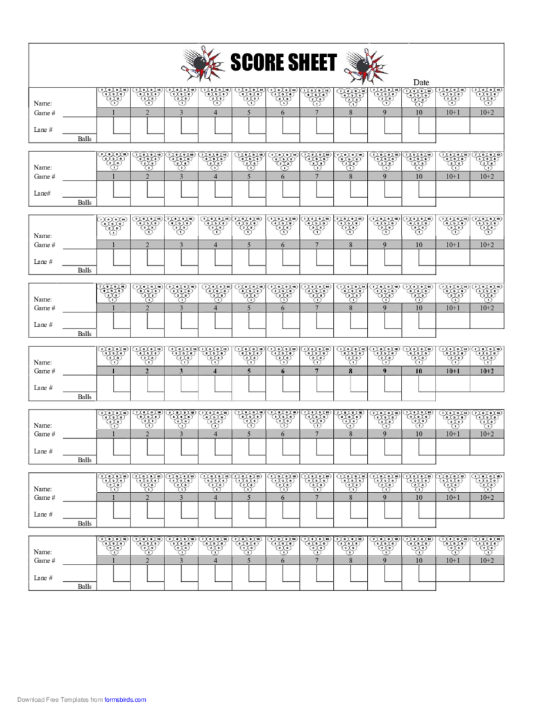 Bowling Score Sheet - 7 Free Templates In Pdf, Word, Excel Download - Free Printable Bowling Score Sheets