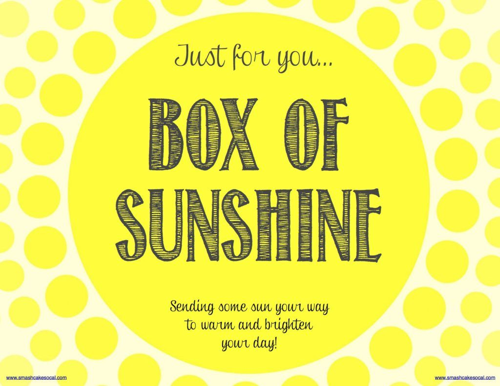 Box Of Sunshine &amp;amp; Free Digital Download | Gift -Box Of Sunshine - Box Of Sunshine Free Printable